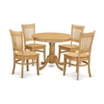 thumbnail image 1 of HomeStock 5 Piece Dining Set Includes a Round Dining Room Table with Pedestal and 4 Wood Seat Chairs, 36x36 Inch,Oak, 1 of 5