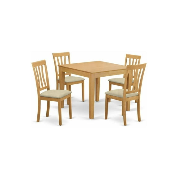 HomeStock 5 Piece Dining Set Includes a Square Dinner Table and 4 Kitchen Dining Chairs, 36x36 Inch,Oak