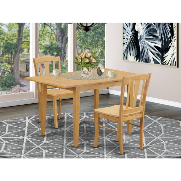 Dining Room Table Set with Chairs, Rectangle Kitchen Table & 2 Chairs, Oak Finish