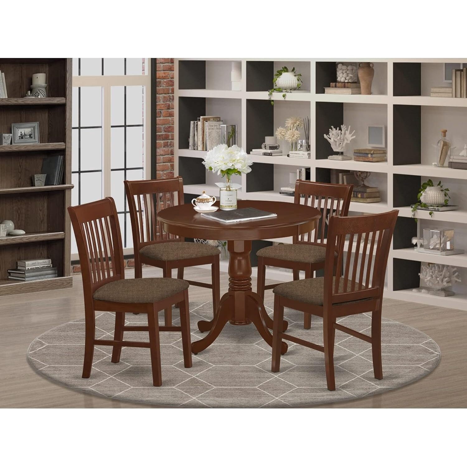 HomeStock 5 Piece Kitchen Table Set for 4 Includes a Round Dining Room ...