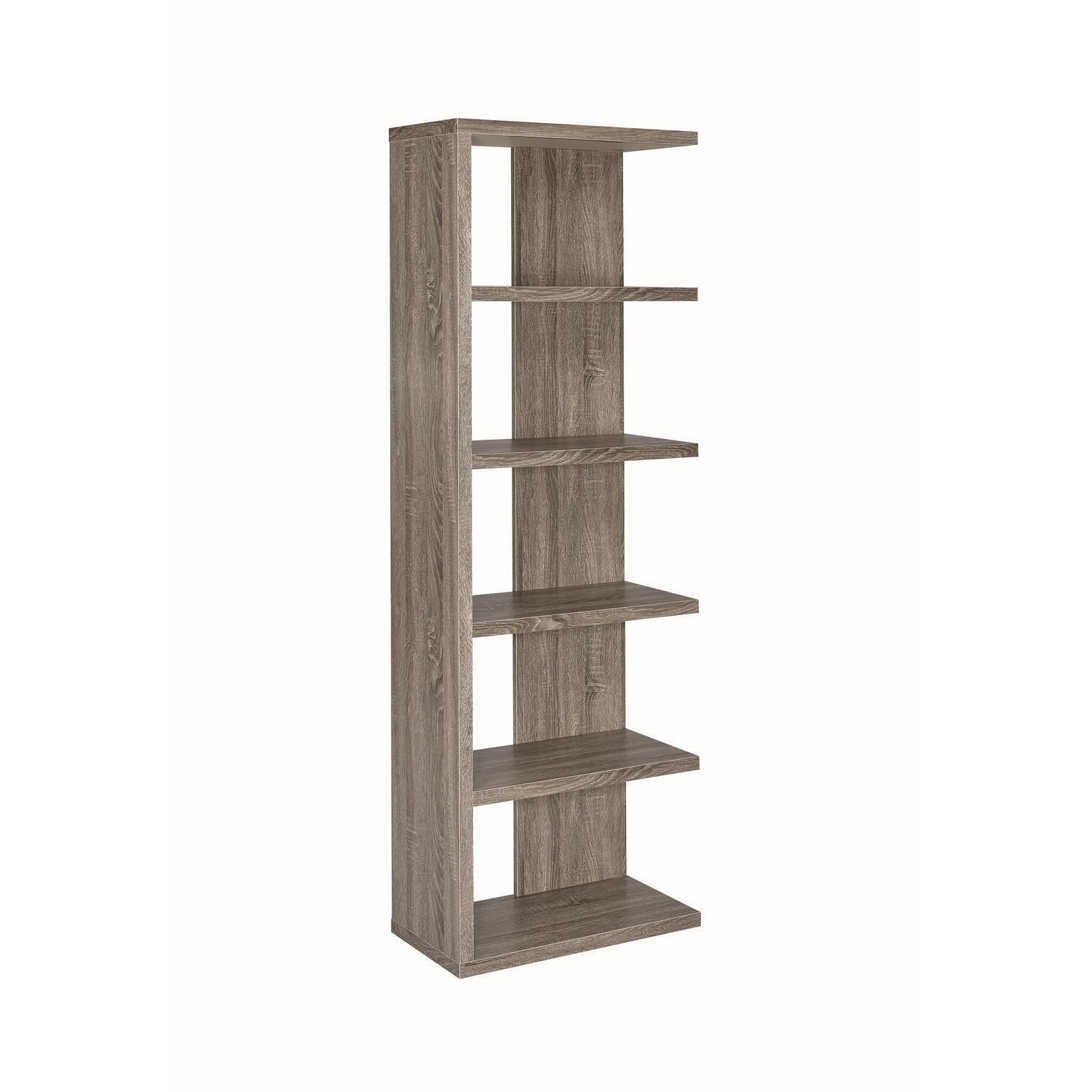 Weathered Gray 5-Tier Semi-Backless Modular Bookcase
