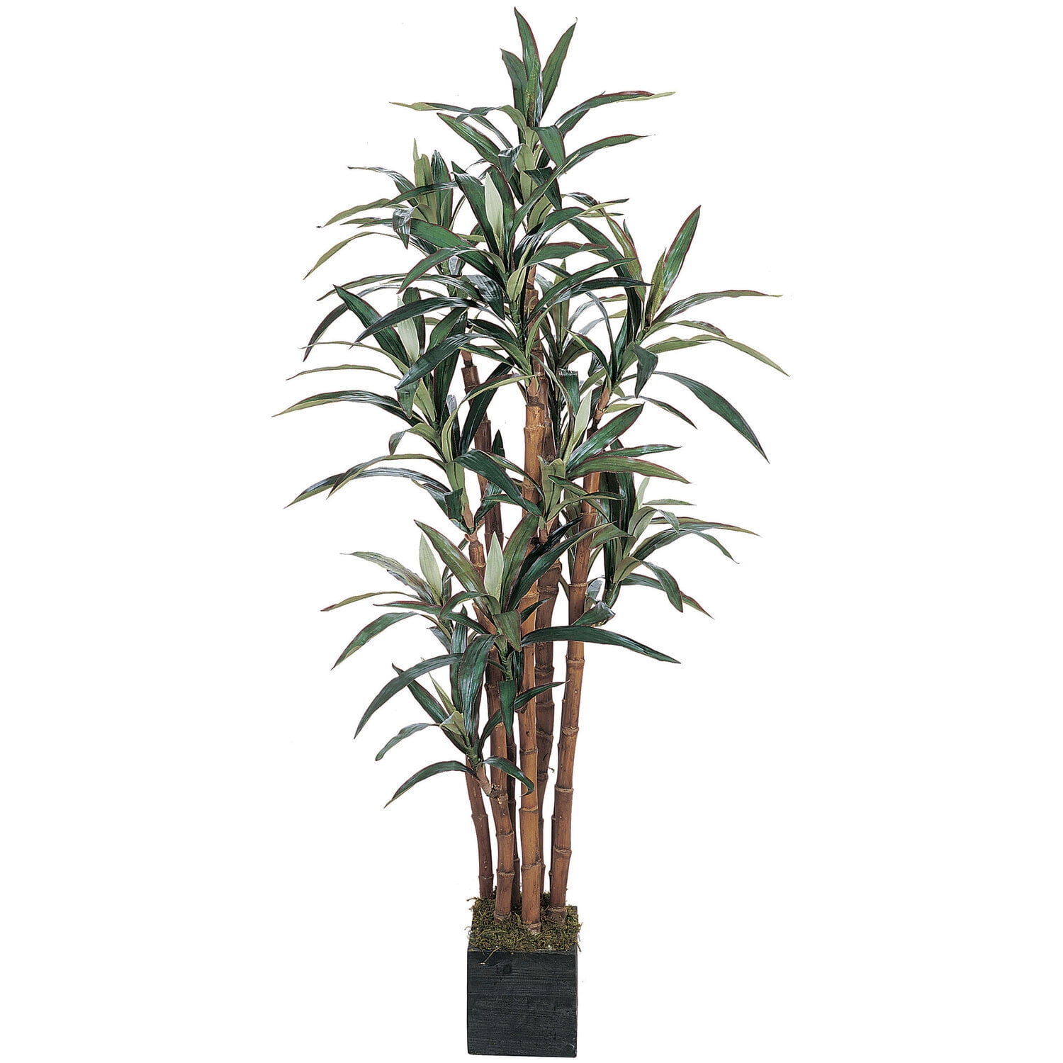 Nearly Natural 5-ft Green Yucca Silk Floor Plant in Wooden Pot