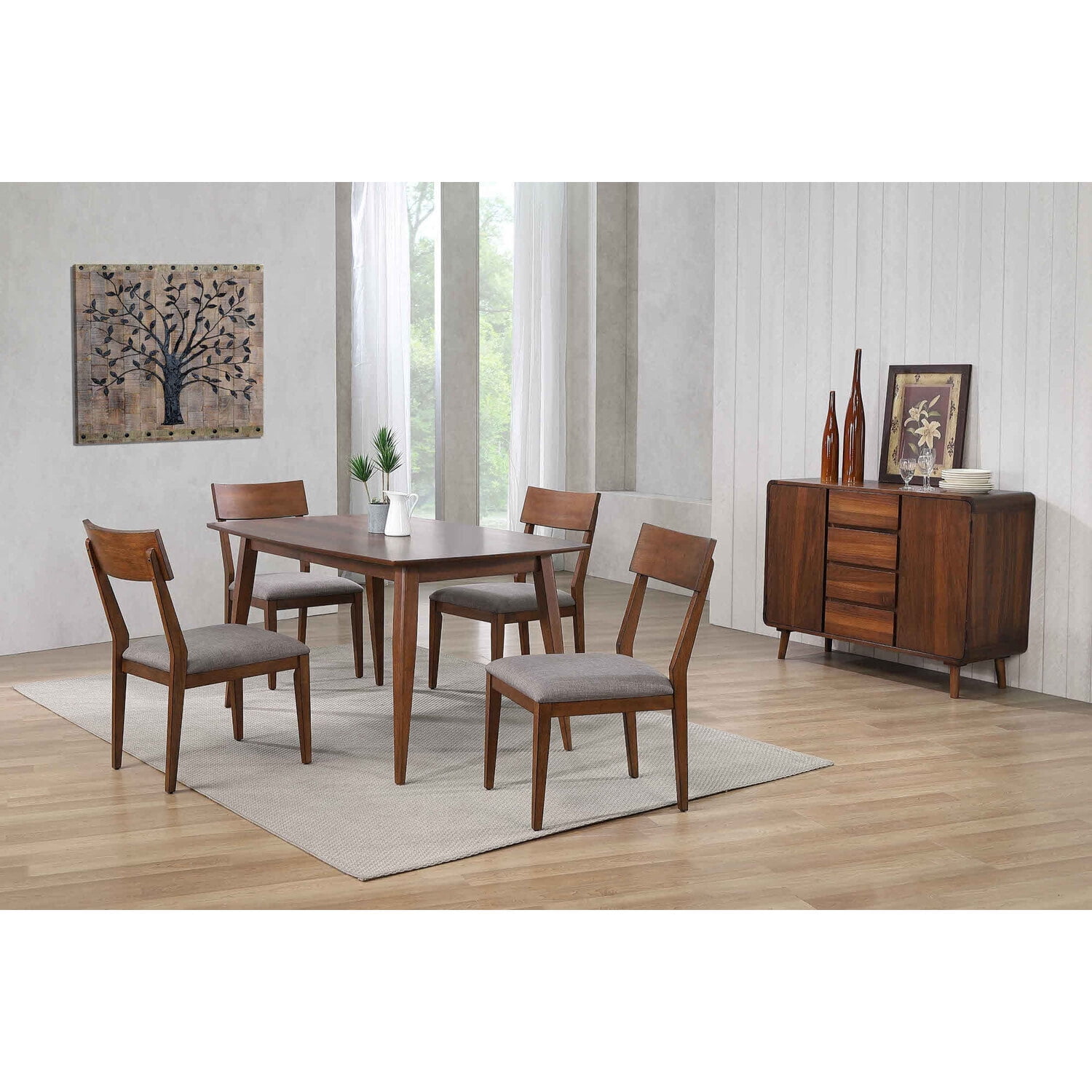 Rectangular Dining Table Set for 6 - Modern Dining Room Set with Buffet ...