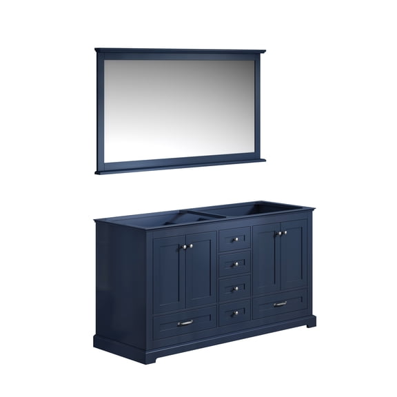 Navy Blue Bathroom Vanity 60 Inch Double Sink - Modern Vanity Set with Mirror, 4 Doors, 6 Drawers