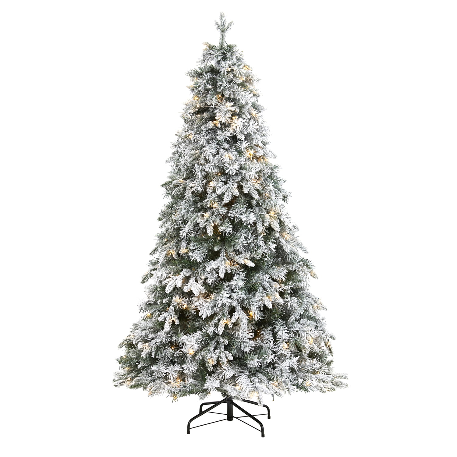 6ft Flocked Pine Artificial Christmas Tree with LED Lights