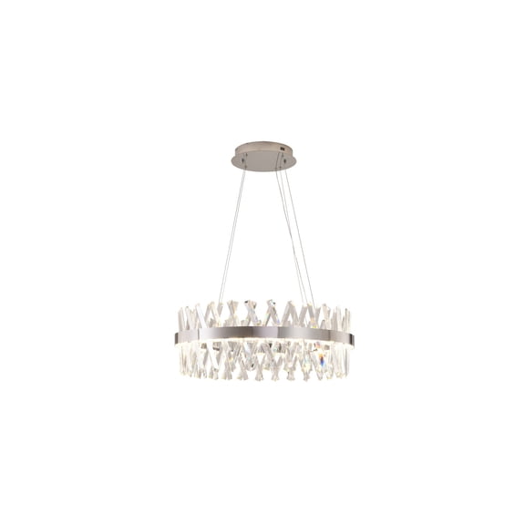 Chrome Chandelier - Dimmable LED Light Fixture - Adjustable Hanging Lamp - 26" Diameter