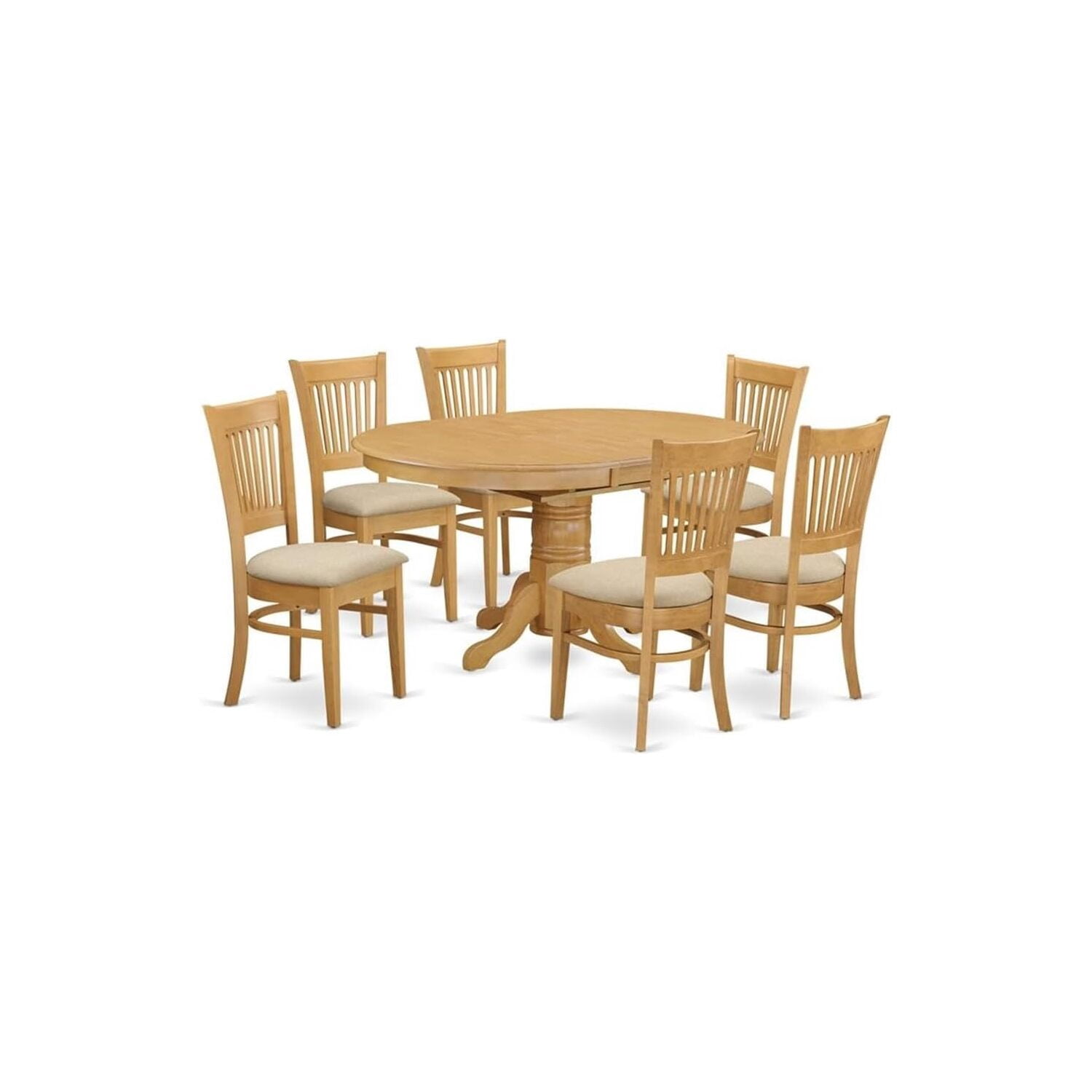 HomeStock 7 Piece Dining Room Furniture Set Consist of an Oval Kitchen Table with Leaf and 6 ...