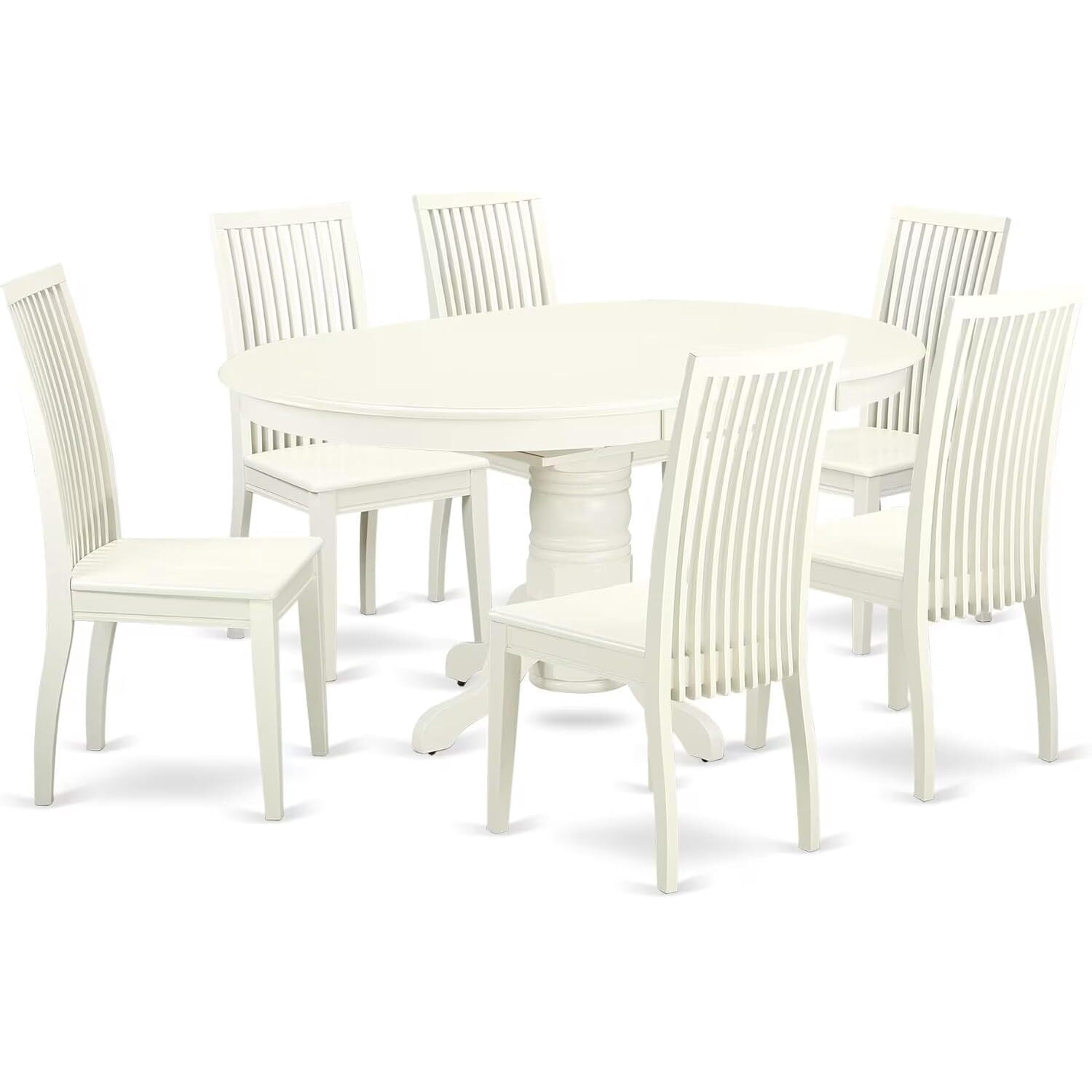 HomeStock 7 Piece Dining Room Table Set Consist of an Oval Wooden Table ...