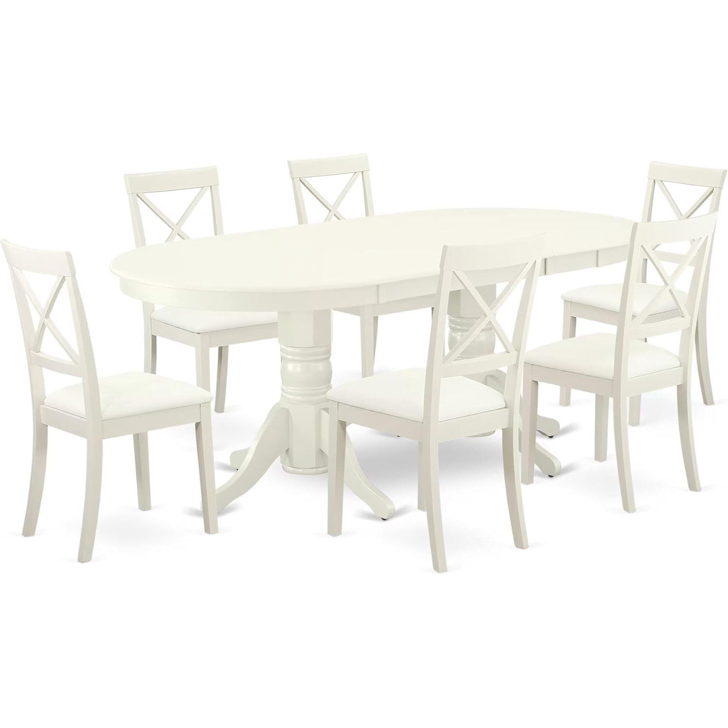 HomeStock 7 Piece Dining Table Set Consist of an Oval Dinner Table with ...