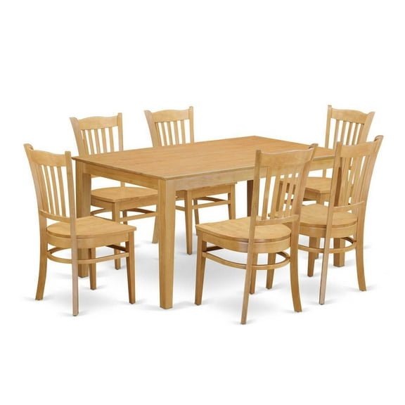 HomeStock 7 Piece Kitchen Table Set Consist of A Rectangle Dining Table and 6 Dining Chairs, 36X60 Inch, Oak, Kitchen Table Set for Dining Room