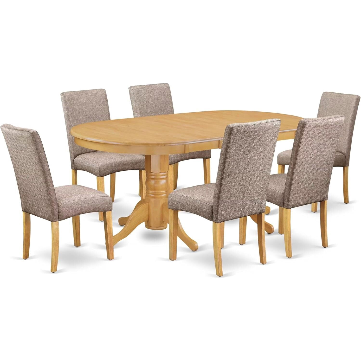 HomeStock 7 Piece Modern Dining Table Set Consist of an Oval Wooden ...