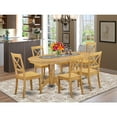 thumbnail image 1 of Dining Table Set 7 Piece - Urban Oasis Oak Finish Table & 6 Chairs - Wood Seat Dinette Set, 1 of 5
