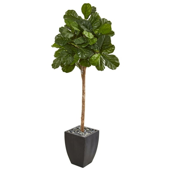 HomeStock 71In. Eclectic Escape Fig Artificial Tree In Black Planter