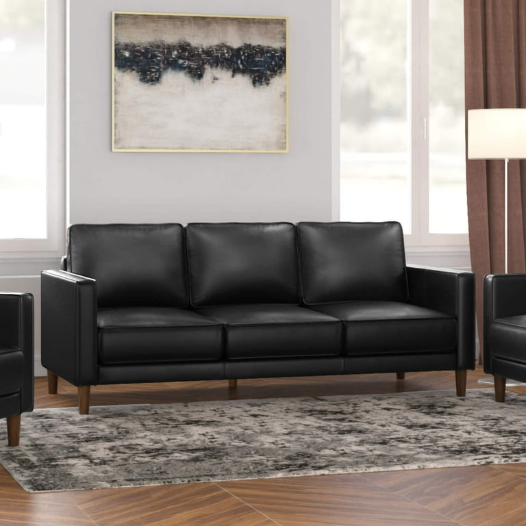 Modern Leather Sofa, 3 Seater Couch, Black Living Room Furniture Modern Leather Sofa, 3 Seater Couch, Black Living Room Furniture