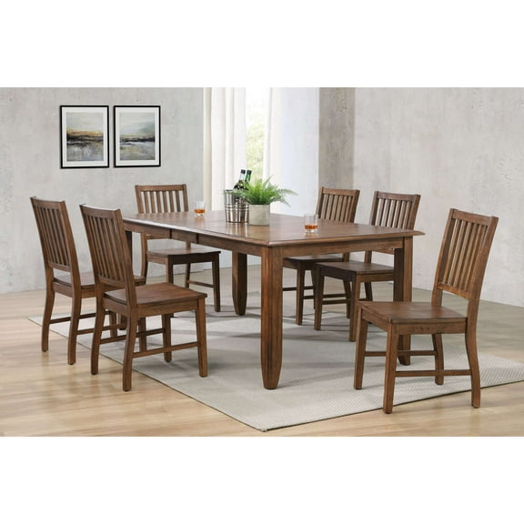 Extendable Dining Table Set for 8 - 72" Rectangular Table with Sideboard - Amish Brown Finish