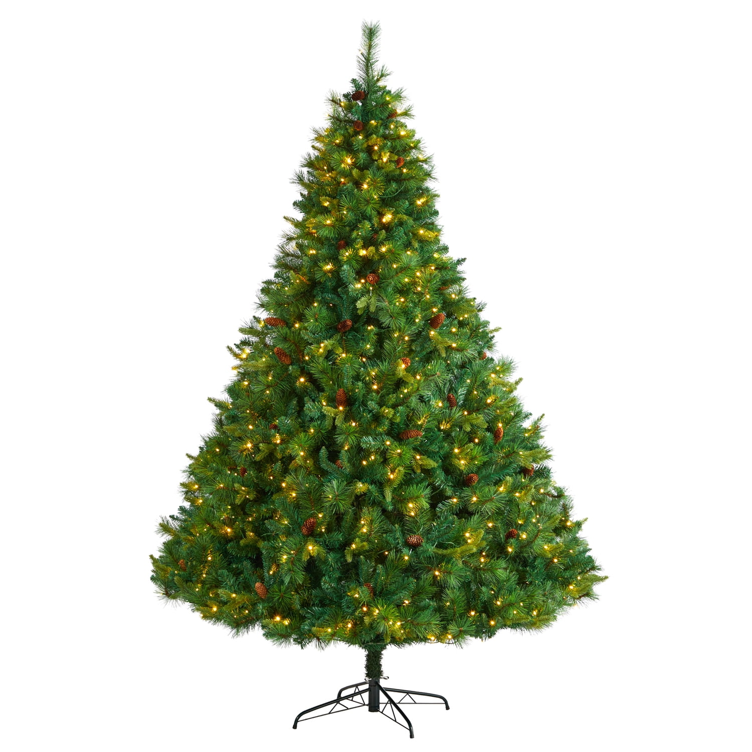 8ft Prelit Green Pine Artificial Christmas Tree with Warm White LED Lights