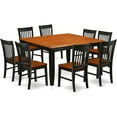 thumbnail image 1 of 9-Piece Dining Set, Kitchen Table with Leaf & 8 Chairs, 54-Inch Black Cherry, 1 of 6