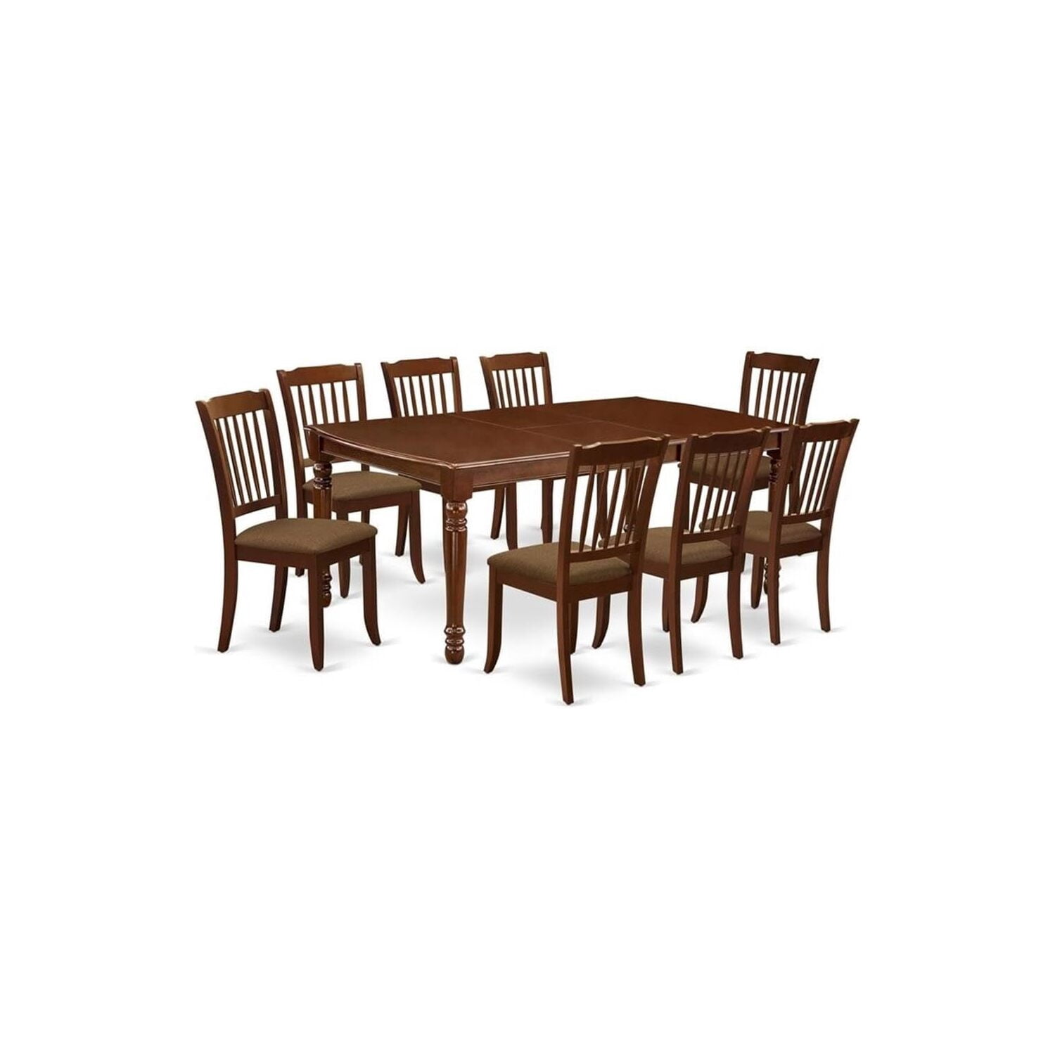 HomeStock 9 Piece Dining Table Set Includes A Rectangle Dining Room Table with Leaf and 8 Linen ...