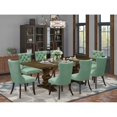 thumbnail image 1 of 9 Piece Dining Set - Rectangle Table with Leaf & 8 Kitchen Chairs - Jacobean Finish, 1 of 7
