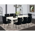 thumbnail image 1 of Modern 9 Piece Dining Set - Linen White Table & 8 Chairs - Kitchen Set, 1 of 7