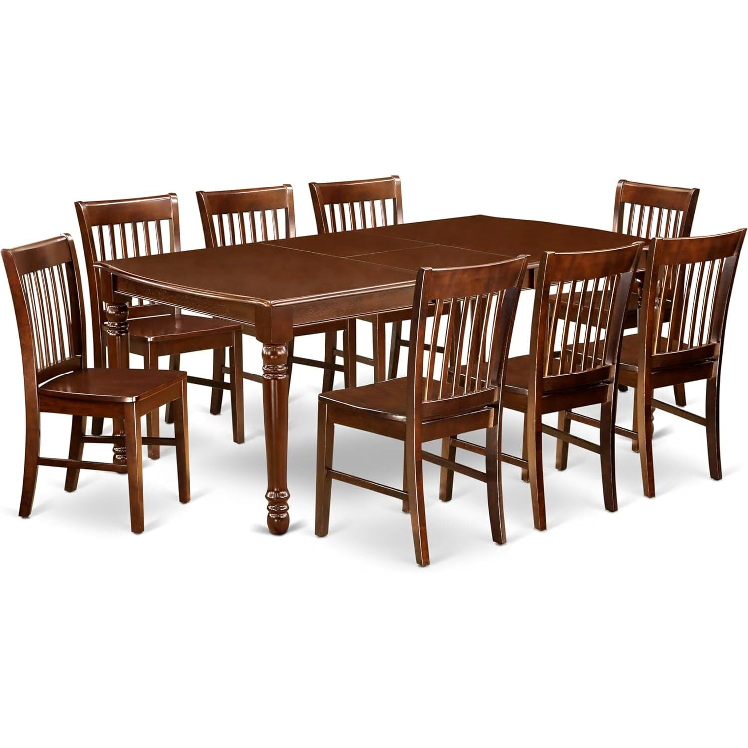 Elegant Mahogany 9-Piece Dining Set with Rectangular Table and Wooden Chairs