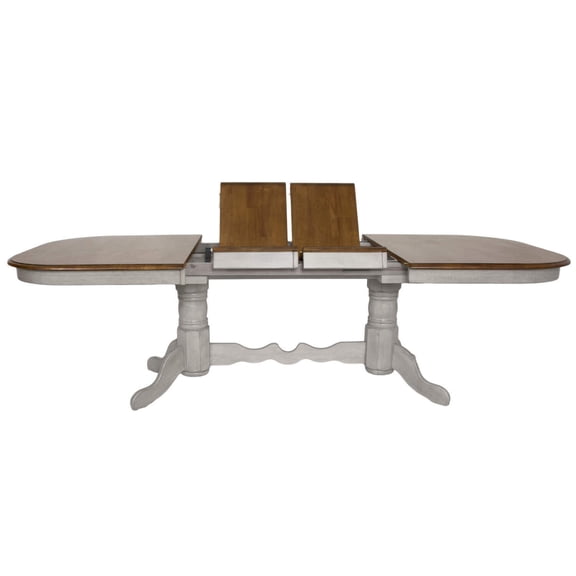 Extendable Dining Table 96 Inch OvalDouble Pedestal Table Seats 10Rustic Wood Dining Room Table