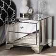 thumbnail image 1 of 2-Drawer Nightstand with Mirrored Finish & Crystal Handles - Modern Bedside Table, 1 of 1