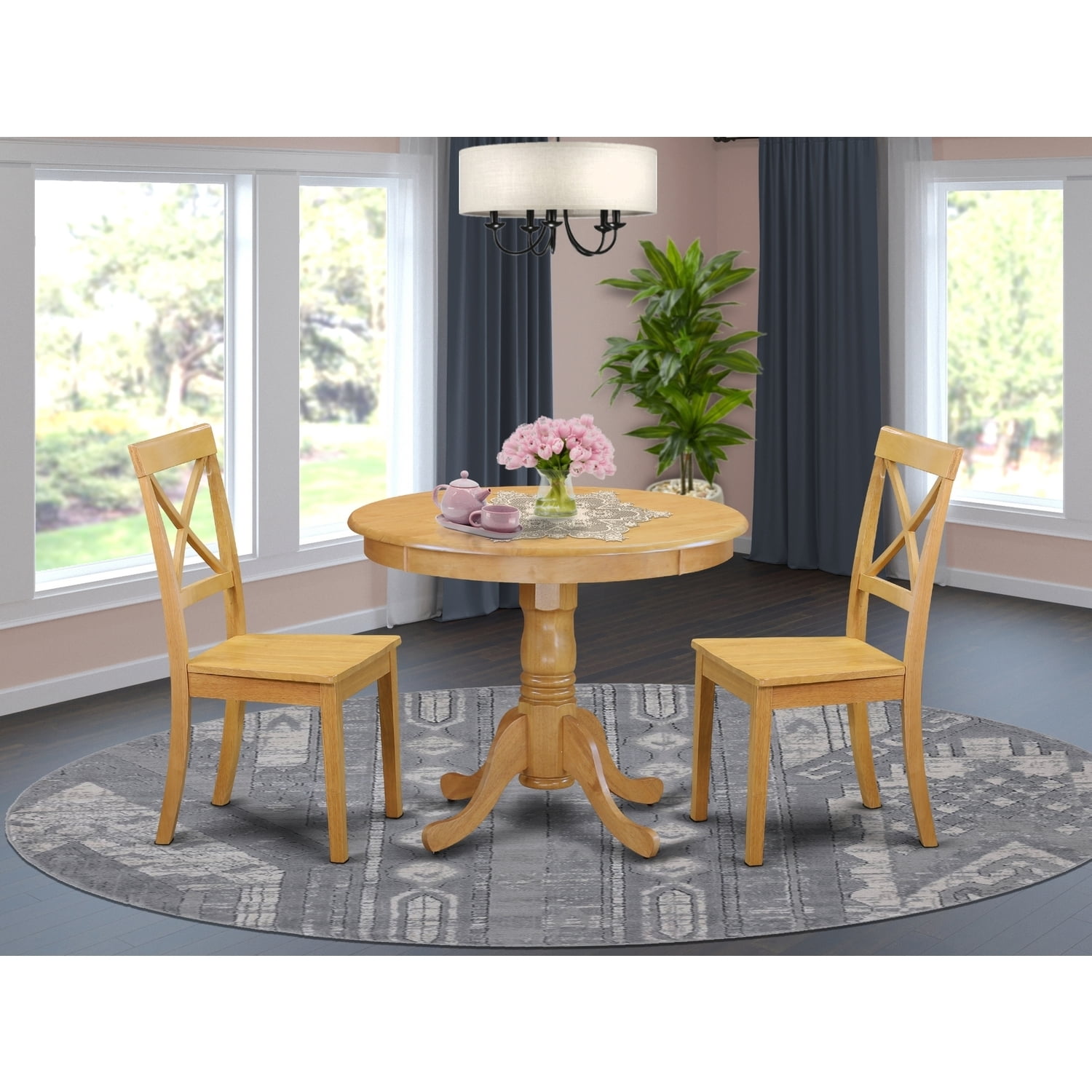 Modern Dining Table Set - 36 Inch Round Table with 2 Chairs - Kitchen ...