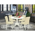 thumbnail image 1 of Modern 5 Piece Dining Set - Round Table & 4 Parsons Chairs - 42 Inch - Linen White, 1 of 5