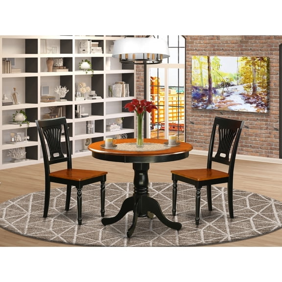 Round Kitchen Table Set with Chairs - 36 Inch Dining Table & 2 Modern Dining Chairs - Black Cherry Finish