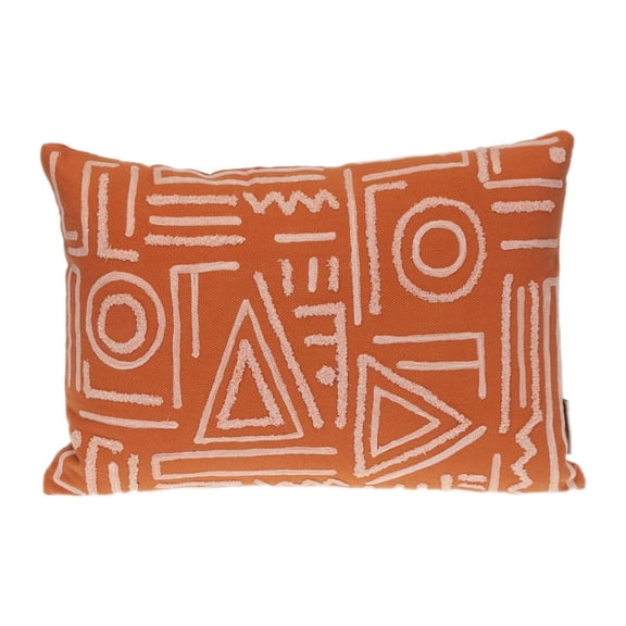 Geometric Throw Pillow - 14x20 Orange Accent Pillow - Transitional Design Home Decor