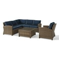 thumbnail image 1 of HomeStock African Artifacts 5-Piece Outdoor Loveseat Patio Furniture Set, Wicker Conversation Sets for Porch - Loveseat,Table & 2 Armchairs-Color:Weathered Brown/Navy, 1 of 10