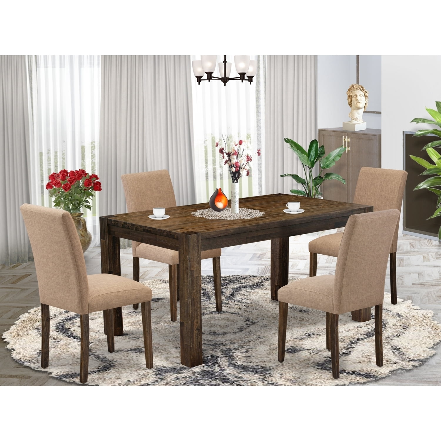 Modern 5 Piece Dining Set - Rectangular Table & 4 Dining Chairs ...