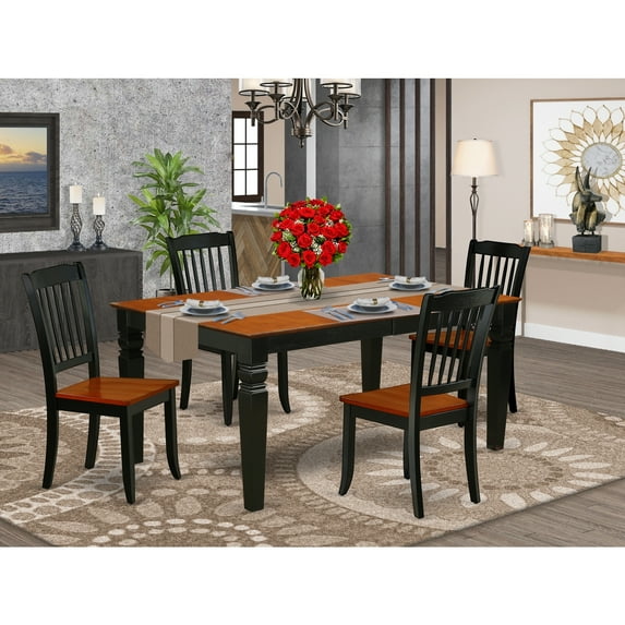 Homestock Victorian Virtue Dining Room Set - Table With Vertical Slatted Chairs, Constructed From Solid Wood For Durability, Ideal For Elegant Dining Spaces