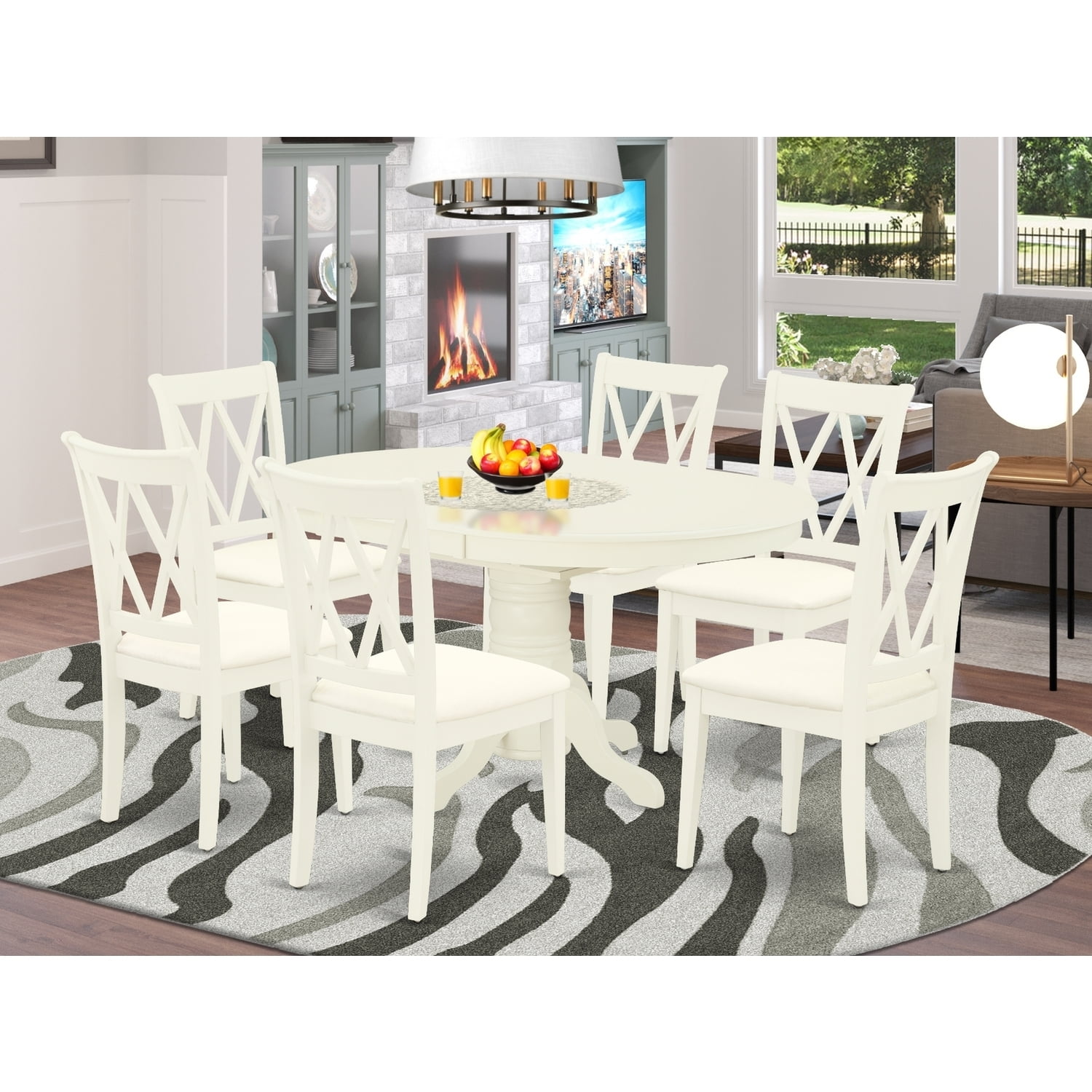HomeStock African Artifacts 7Pc Dinette Set Includes An Oval Kitchen Table With Butterfly Leaf ...
