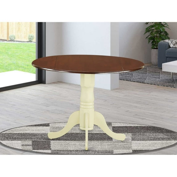 Homestock Artistic Accomplishment Antique Round Dining Table Made Of Sturdy Wood, Round Table Top With Clean Finish, Ideal For Small Dining Areas, Modern Compact Dining Table-Color:Mahogany and Butter