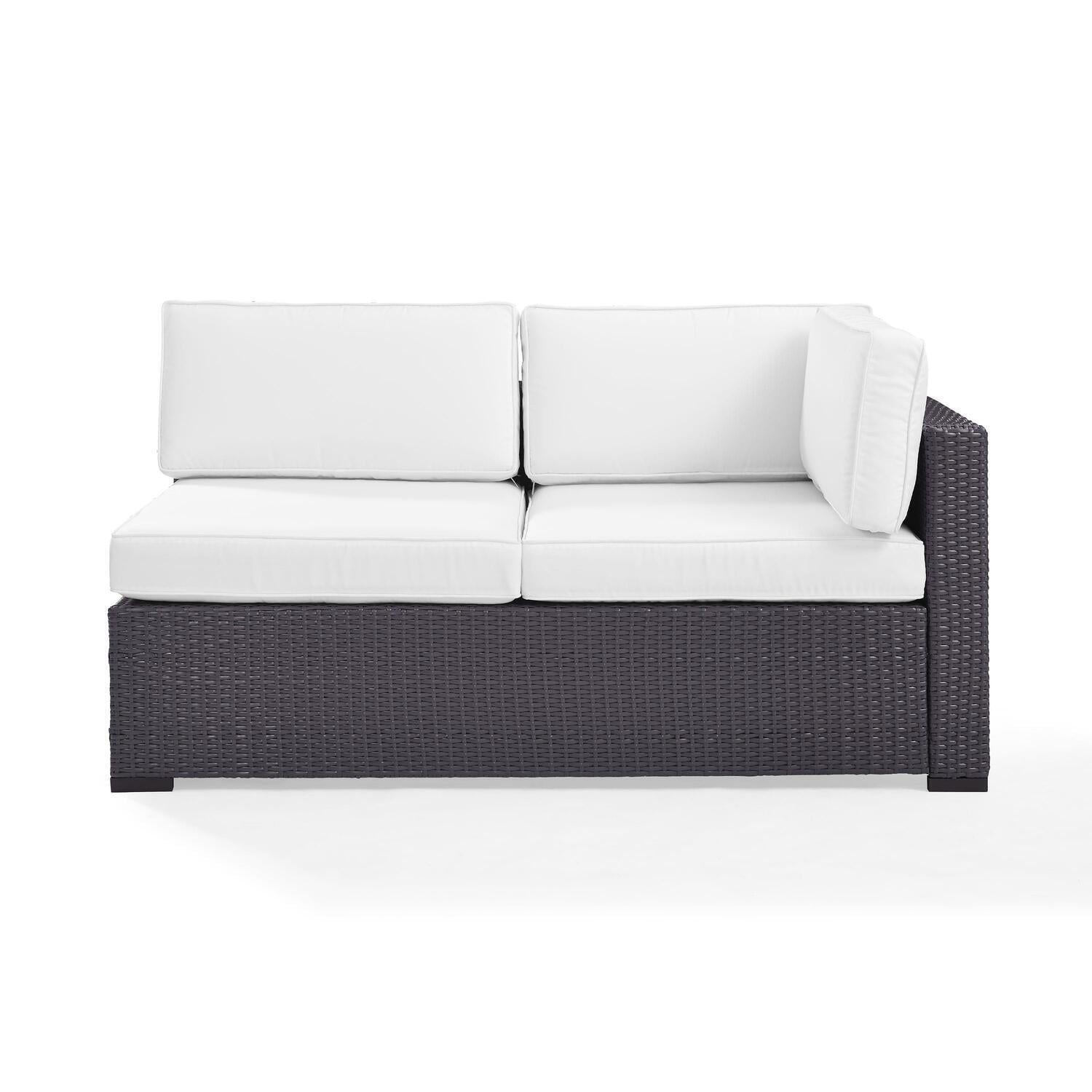 Biscayne White Cushioned Wicker Two-Seat Outdoor Loveseat