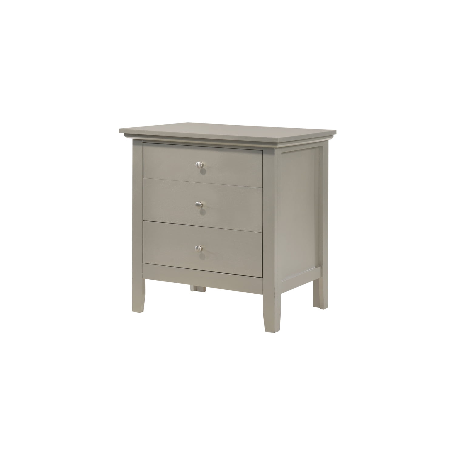 Hammond 3-Drawer Silver Champagne Wood Nightstand