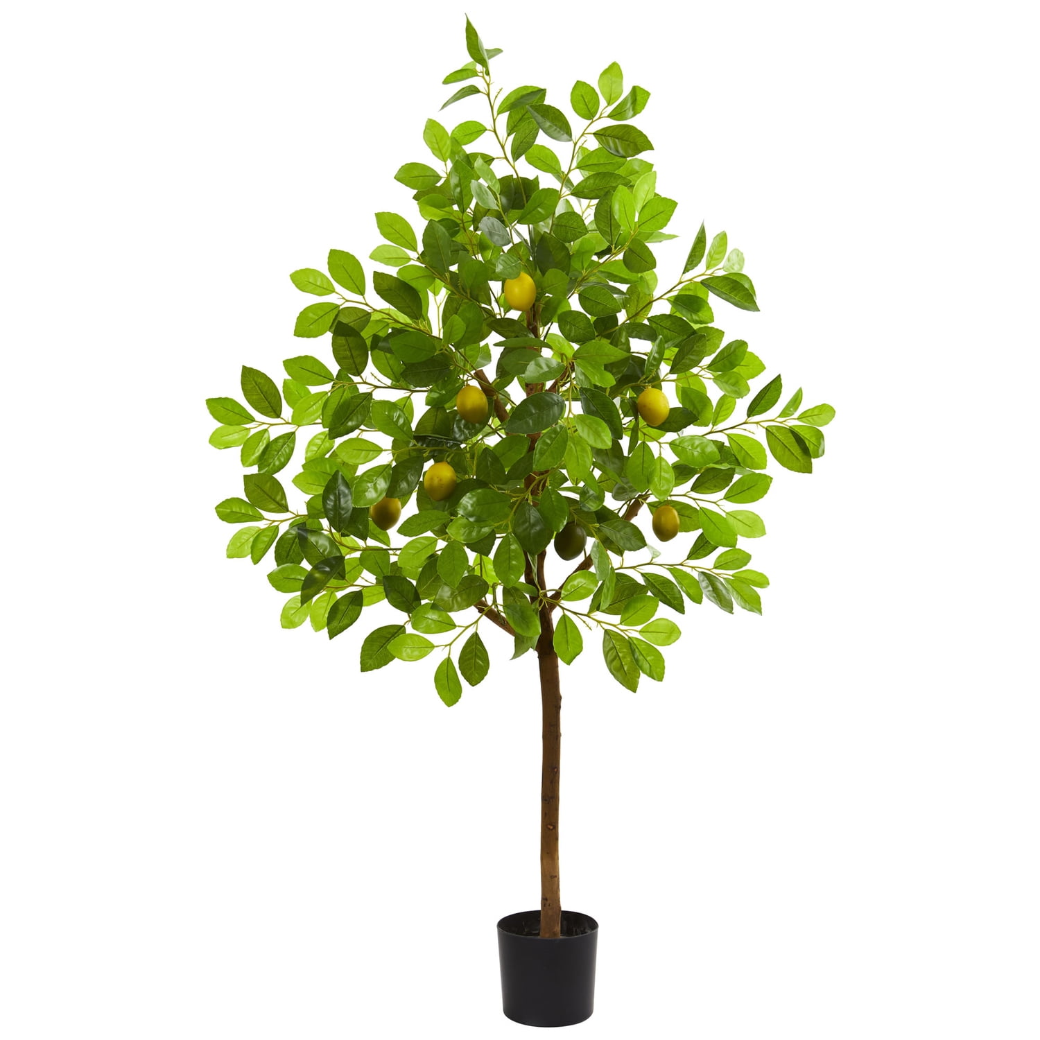 4-ft Green and Yellow Silk Artificial Lemon Tree in Pot