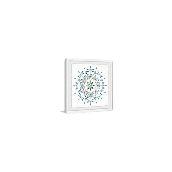 Blue Bug Circles Framed Wall Art Print - Home Decor Canvas Painting for Living Room