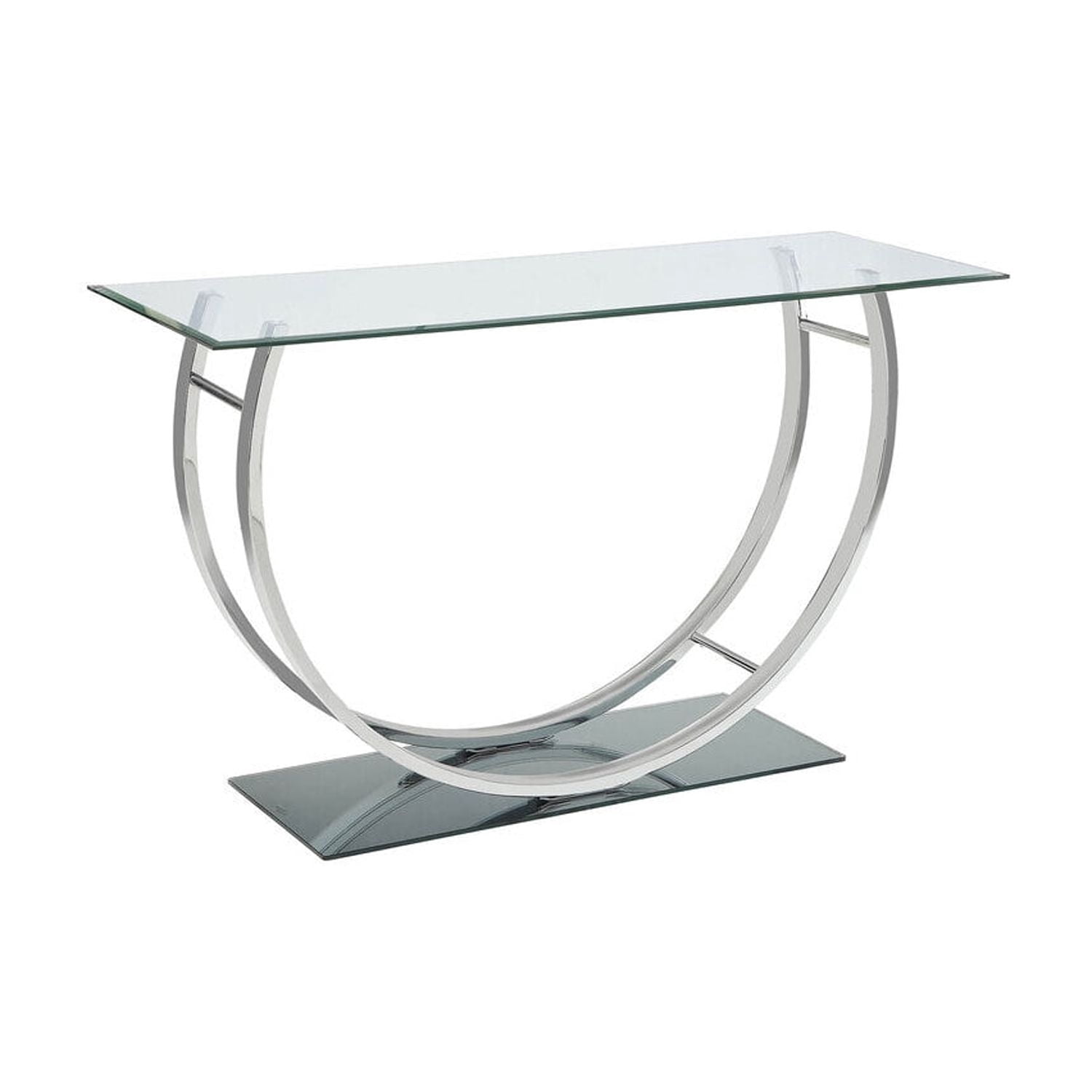 HomeStock African Artistry UShaped Sofa Table with Beveled Glass Top