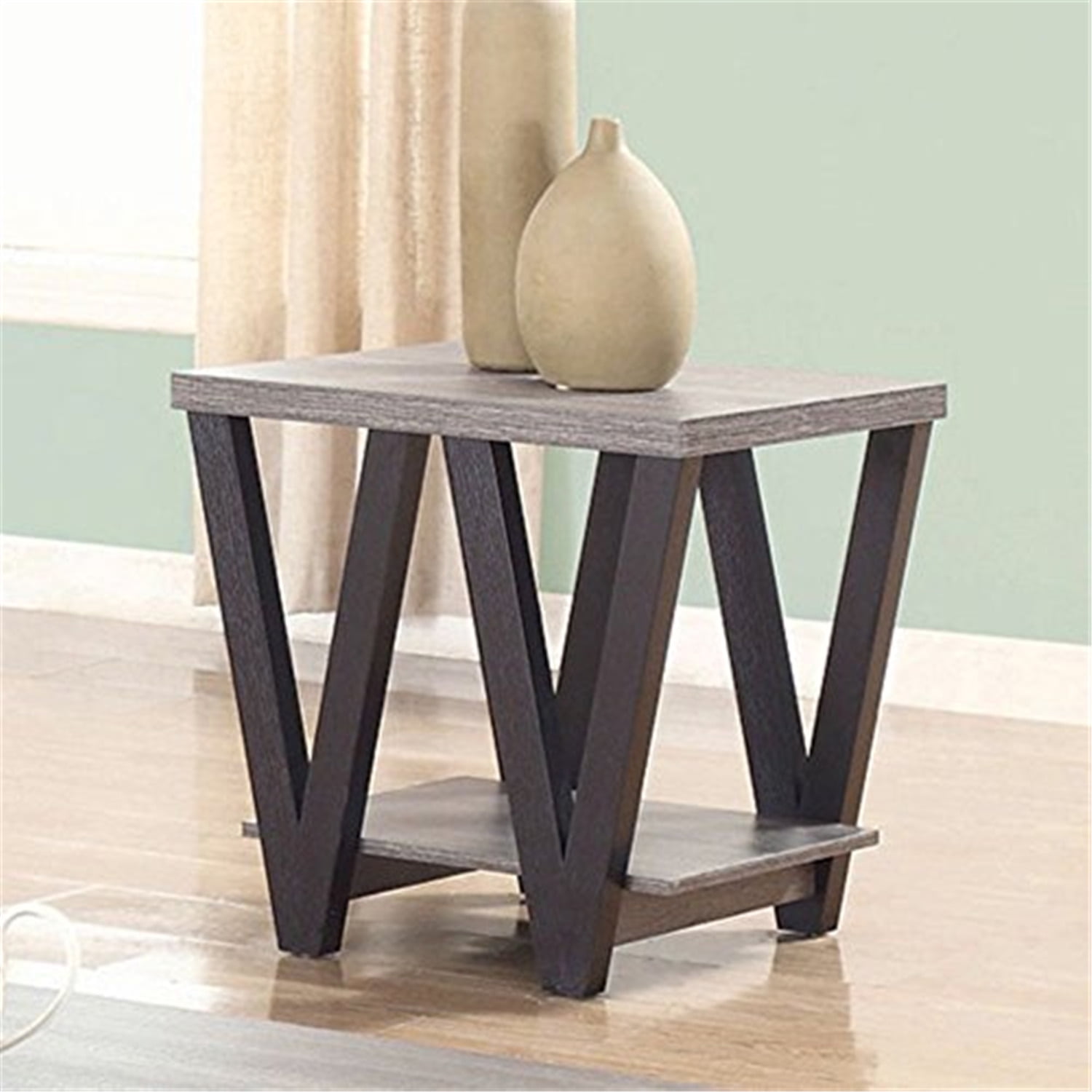 Alexia Black and Gray Wood Angled Leg End Table