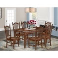 thumbnail image 1 of HomeStock Antique 7Pc Rectangle 60" Dining Room Table And 6 Wood Seat Kitchen Chairs, 1 of 5