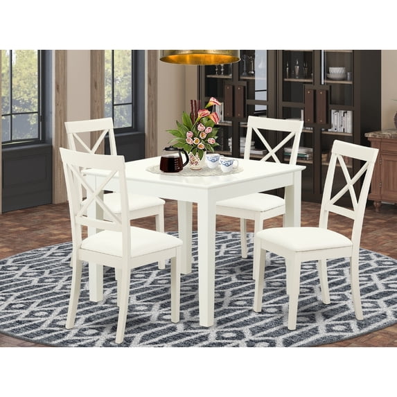 Dinette Set 5 Piece - Table & 4 Chairs Linen White - Kitchen Table Set for Small Spaces