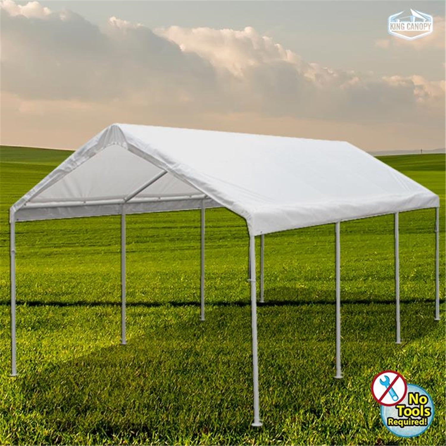 Large Carport Canopy with Steel Frame - 2 Car Shelter, Patio Cover, Outdoor Event Shade