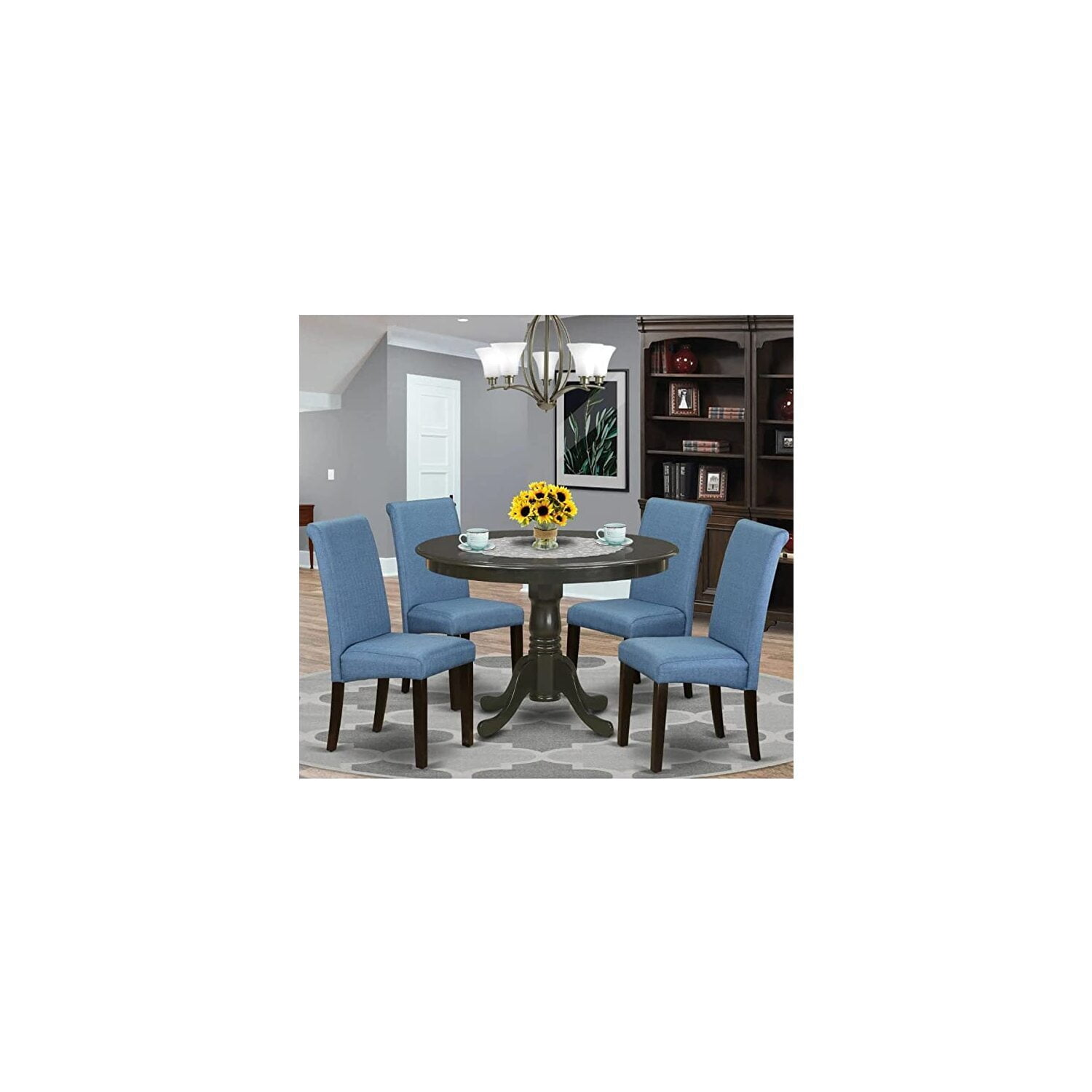 HomeStock Antique Ambiance 5Pc Small Round Kitchen Table With Linen ...