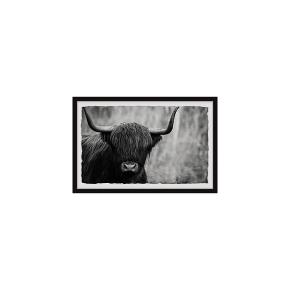 HomeStock Antique Ambiance Angus the Highland Cow Framed Painting Print, Wall Art, Canvas Print, Framed Prints, Wall Hanging Prints for Living Room - 12"L x 1.5"D x 8"H