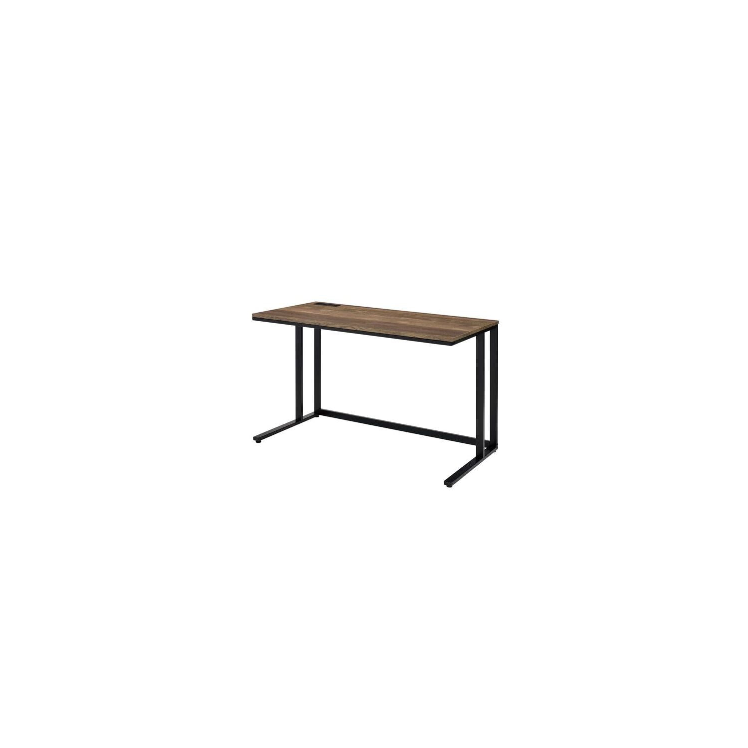 Walnut and Black Adjustable Height Writing Desk with USB Port