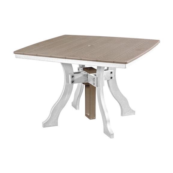 Square Dining Table - Weatherwood & White - UV-Proof Plastic - Durable Outdoor Table