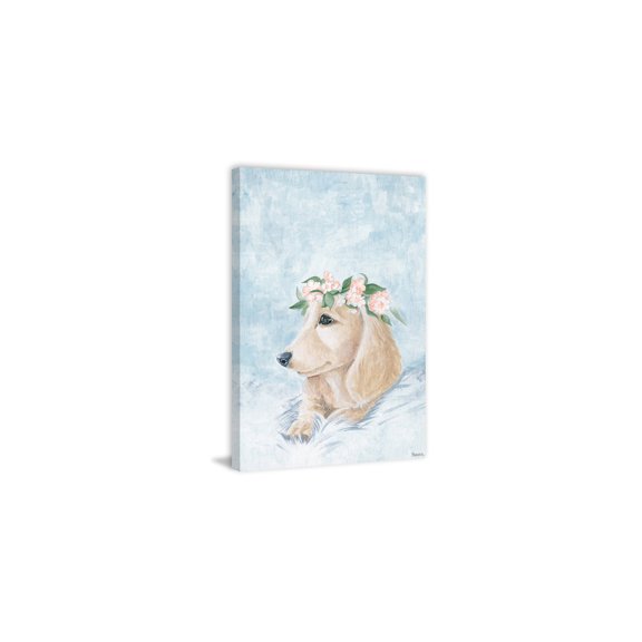 HomeStock Antique Ambiance Pretty Dog Painting Print on Wrapped Canvas, 30" x 20", Modern Handmade Canvas Art Decor - Unique and Chic Wall Prints for Contemporary Spaces